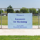 Minimalist Light Blue Kids Birthday Banner 横断幕 (インサイチュ)