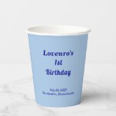 Minimalist Light Blue Kids Birthday Paper Cups 紙コップ (裏面)