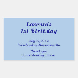 Minimalist Light Blue Kids Birthday Stickers 長方形シール