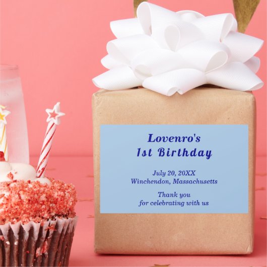 Minimalist Light Blue Kids Birthday Stickers 長方形シール (パーティー)