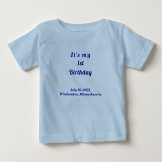 Minimalist Light Blue Kids Birthday T-shirt ベビーTシャツ