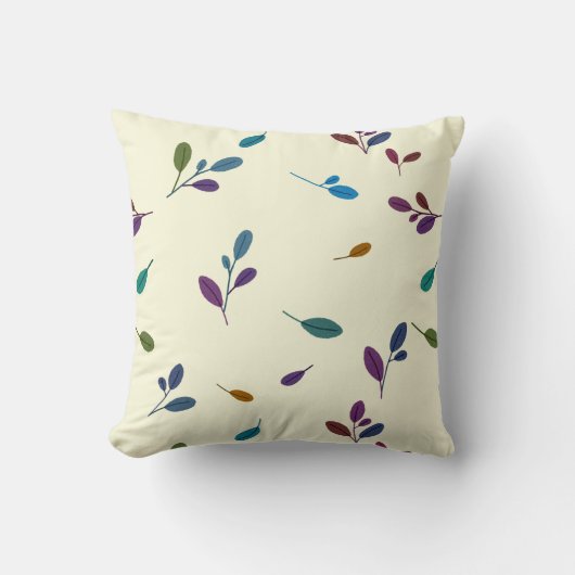 Minimalist Light Botanical Leaf Pattern Beige クッション (正面)