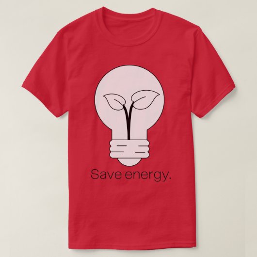 Minimalist Light Bulb and Plant Save Energy Tシャツ (デザイン正面)