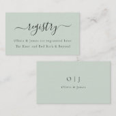 Minimalist Light Mint Wedding Shower Gift Registry エンクロージャーカード (正面/裏面)