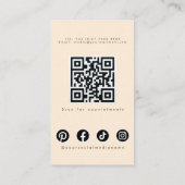 Minimalist Light Peach Hairstylist Wavy Hair QR 名刺 (裏面)