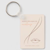 Minimalist Light Peach Makeup Artist Line Art Chic キーホルダー (正面)