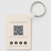 Minimalist Light Peach Makeup Artist Line Art Chic キーホルダー (裏面)