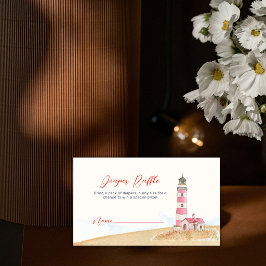 Minimalist Lighthouse Diaper Raffle Baby Shower エンクロージャーカード