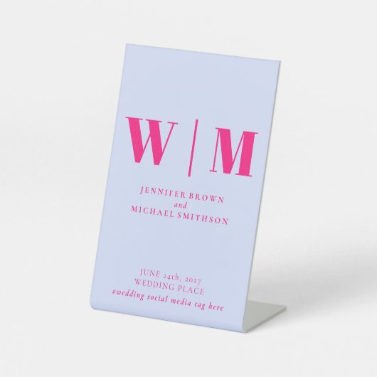 Minimalist Lilac Pink Party Modern Simple Wedding 台座サイン (正面)