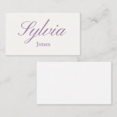 Minimalist lilac wedding place cards, engagement プレイスカード (正面/裏面)