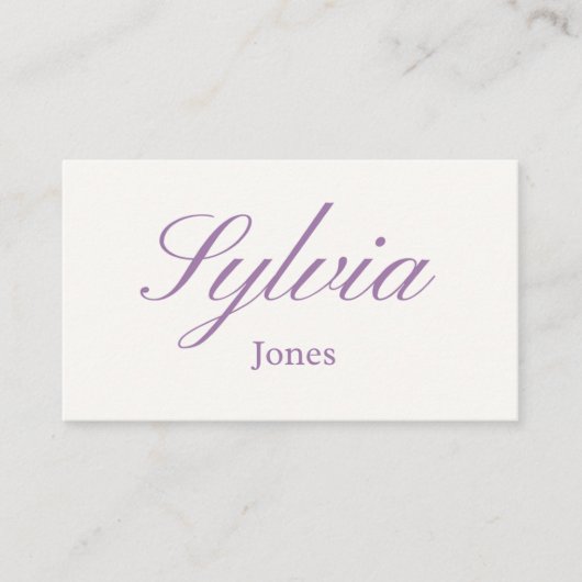 Minimalist lilac wedding place cards, engagement プレイスカード (正面)