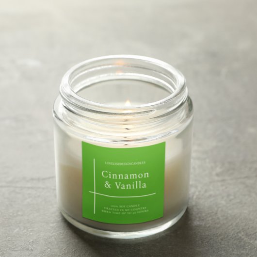 Minimalist Lime Green Candle Product Label スクエアシール