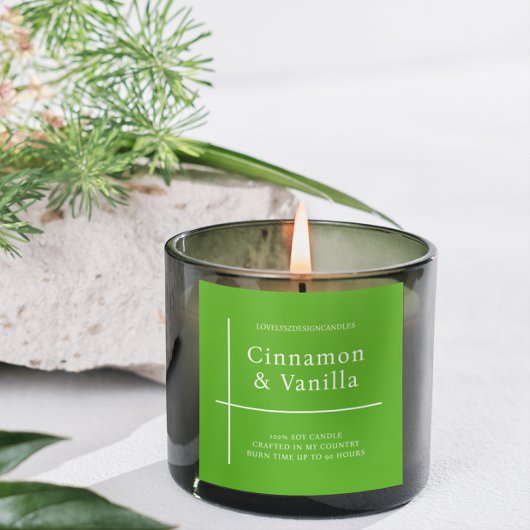 Minimalist Lime Green Candle Product Label スクエアシール