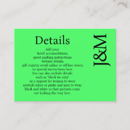 Minimalist Lime Green Enclosure Details Card エンクロージャーカード