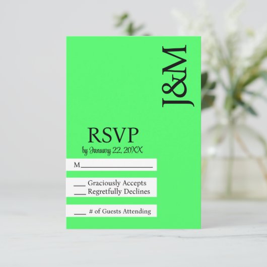 Minimalist Lime Green RSVP card (スタンド正面)