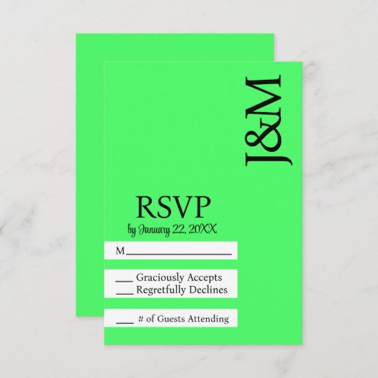 Minimalist Lime Green RSVP card (正面/裏面)
