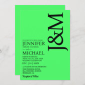 Minimalist Lime Green Summer Wedding 招待状 (正面/裏面)