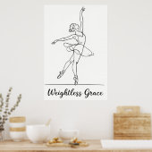 Minimalist Line Art Ballerina ポスター (キッチン)