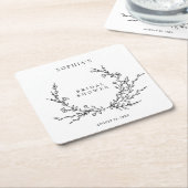 Minimalist Line Art Bridal Shower Square スクエアペーパーコースター (アングル)