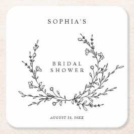 Minimalist Line Art Bridal Shower Square スクエアペーパーコースター