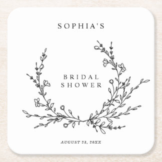 Minimalist Line Art Bridal Shower Square スクエアペーパーコースター