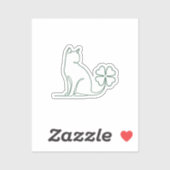 Minimalist Line Art Cat With Clover Aesthetic  シール (シート)
