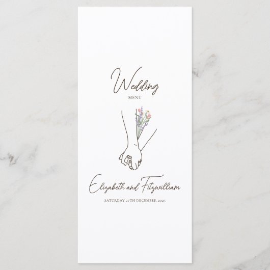Minimalist Line Art Couple Holding Hands Flowers メニュー (正面)