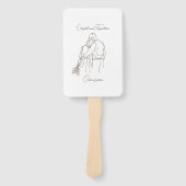 Minimalist Line Art Couple Hugging with Bouquet ハンドファン (正面)