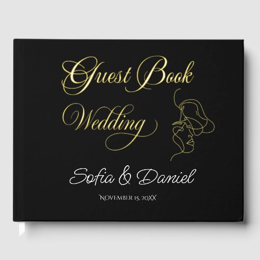 Minimalist Line Art Couple illustration  Wedding  ゲストブック (正面)