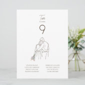 Minimalist Line Art Couple Walking Table Number (スタンド正面)