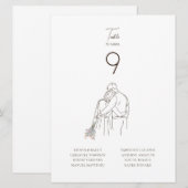 Minimalist Line Art Couple Walking Table Number (正面/裏面)