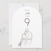 Minimalist Line Art Couple Walking Table Number 招待状 (裏面)