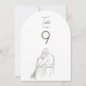 Minimalist Line Art Couple Walking Table Number 招待状 (正面)