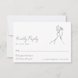 Minimalist Line Art Couple Wedding RSVP Card