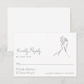 Minimalist Line Art Couple Wedding RSVP Card (正面/裏面)