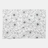 Minimalist Line Art Floral Seamless Pattern (1) キッチンタオル (横)