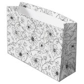 Minimalist Line Art Floral Seamless Pattern (1) ラージペーパーバッグ (裏面アングル)