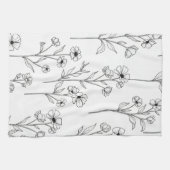 Minimalist Line Art Floral Seamless Pattern (2) キッチンタオル (横)