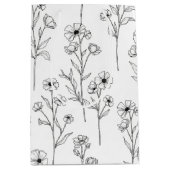 Minimalist Line Art Floral Seamless Pattern (2) ミディアムペーパーバッグ (正面)