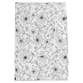 Minimalist Line Art Floral Seamless Pattern (2) ミディアムペーパーバッグ (裏面)