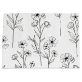 Minimalist Line Art Floral Seamless Pattern (2) ラージペーパーバッグ (正面)