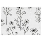 Minimalist Line Art Floral Seamless Pattern (2) ラージペーパーバッグ (裏面)