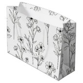 Minimalist Line Art Floral Seamless Pattern (2) ラージペーパーバッグ (裏面アングル)