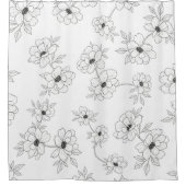 Minimalist Line Art Floral Seamless Pattern (3) シャワーカーテン (正面)