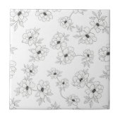 Minimalist Line Art Floral Seamless Pattern (3) タイル (正面)