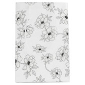 Minimalist Line Art Floral Seamless Pattern (3) ミディアムペーパーバッグ (正面)