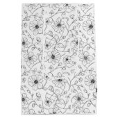 Minimalist Line Art Floral Seamless Pattern (3) ミディアムペーパーバッグ (裏面)