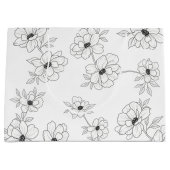 Minimalist Line Art Floral Seamless Pattern (3) ラージペーパーバッグ (正面)