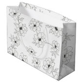 Minimalist Line Art Floral Seamless Pattern (3) ラージペーパーバッグ (裏面アングル)