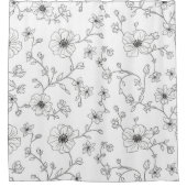 Minimalist Line Art Floral Seamless Pattern (4) シャワーカーテン (正面)